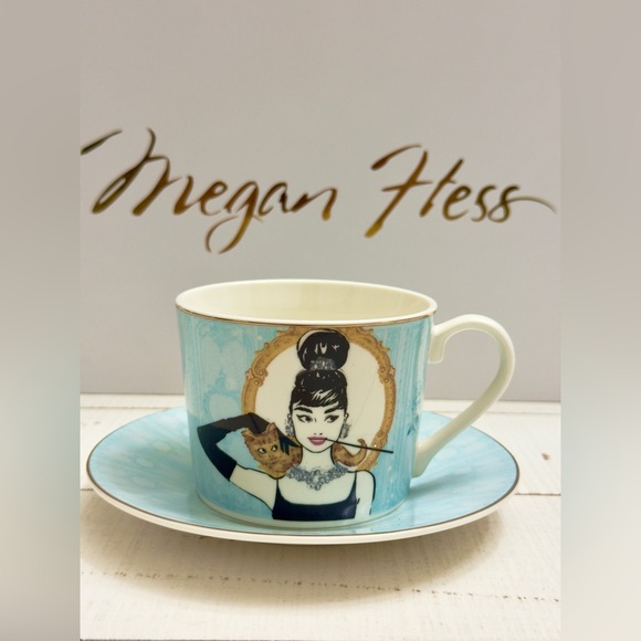 Audrey Hepburn Tea Cup Gift Set by Megan Hess - Picture 1 of 9